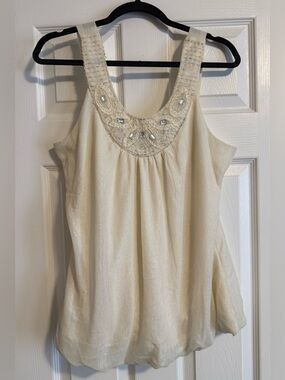 Studio Y Cream Beaded Scoop Neck Camisole